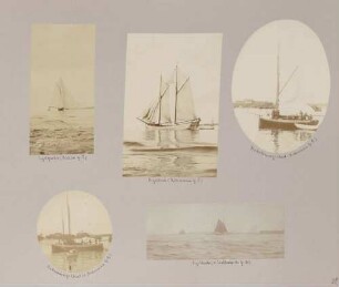 links oben: Segelboot Mitte oben: Segelboot rechts oben: Kadettensegelboot links unten: Kadettensegelboot rechts unten: Segelboote