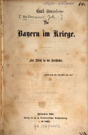 Die Bayern im Kriege : ein Blick in die Geschichte