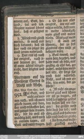 Vertrauen auf die Vorsorge Gottes in Wohl und Wehe.