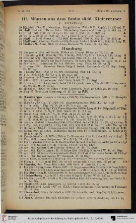 III. Münzen aus dem Besitz südd. Kleinrentner (Nr. 69-217)