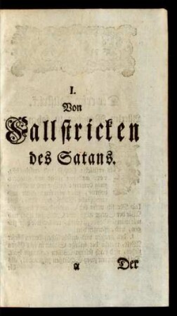 I. Von Fallstricken des Satans