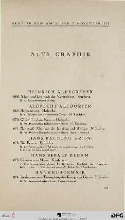 Alte Graphik (Nr. 868-1054)