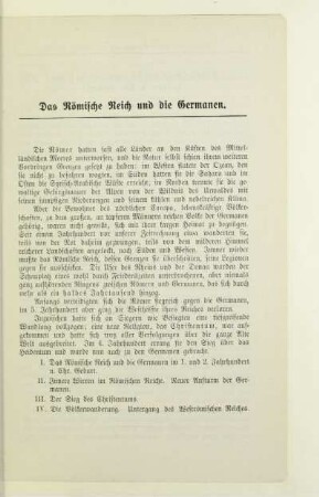 Das Römische Reich und die Germanen