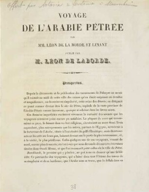 Voyage de l'Arabie Pétrée par MM. Léon de Laborde et Linant publiée par M. Léon de Laborde