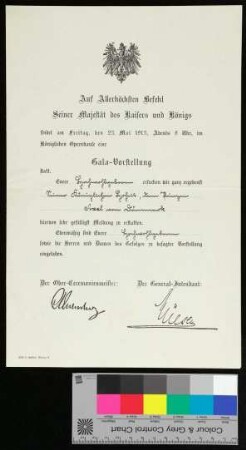 Einladung zu einer Gala-Vorstellung am 23.05.1913
