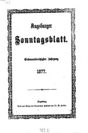 Augsburger Sonntagsblatt. 1877