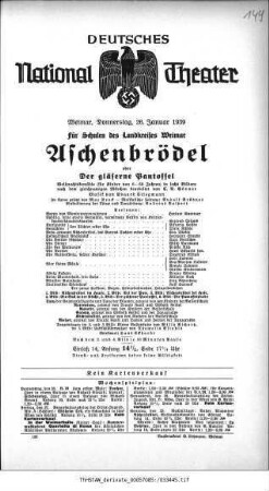 Aschenbrödel oder Der gläserne Pantoffel