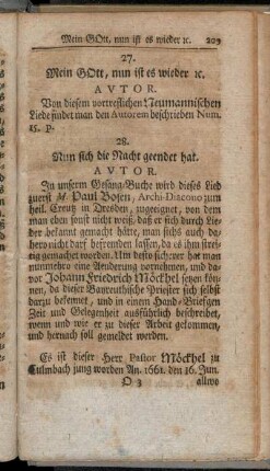 27. Mein Gott, nun ist es wieder etc. / 28. Nun sich die Nacht geendet hat.