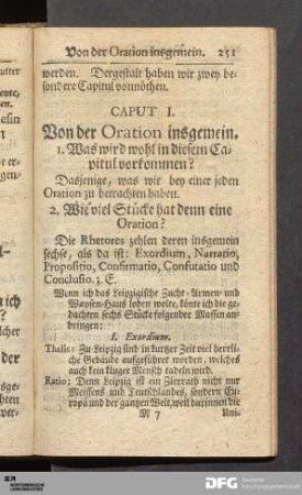 Caput I. Von der Oration insgemein