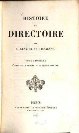 Histoire du directoire, 3. L' Italie. La Papauté. Le dix-huit brumaire