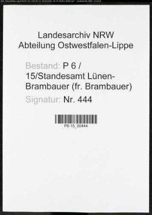 Sterberegister Standesamt Lünen-Brambauer