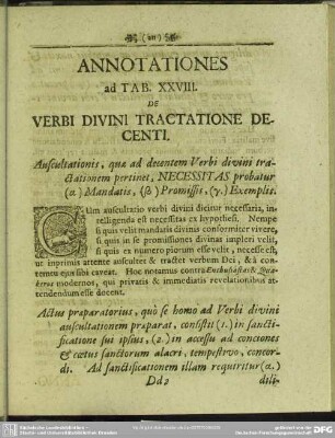Annotationes ad Tab. XXVIII. De Verbi Divini Tractatione Decenti