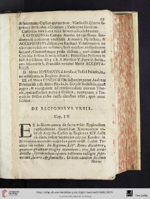 Cap. IV.: De Regionibus Urbis