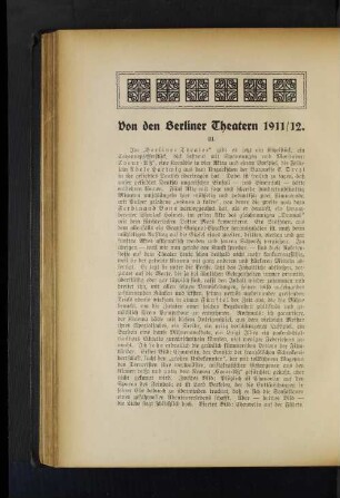 Von den Berliner Theatern 1911/12