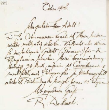 Brief an Leonhard Adelt