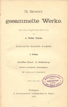 12,2. Abtheilung: Kleinere geologische Abhandlungen : mit 14 Holzschnitten und 1 Karte der Westküste von Süd-America