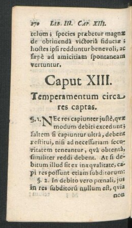 Caput XIII. Temperamentum circa res captas.