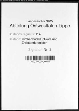 Zivilstandsregister der Munizipalität Aplerbeck (GAHT 1810). (Gemeinde: Aplerbeck, Stadt Dortmund)