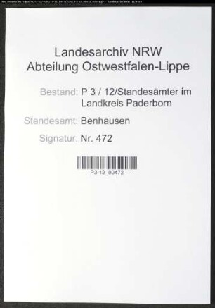 Sterberegister Standesamt Benhausen