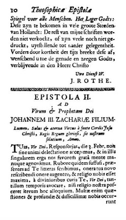 Epistola II. Ad Virum & Prophetam Dei Johannem III. Zachariæ Filium