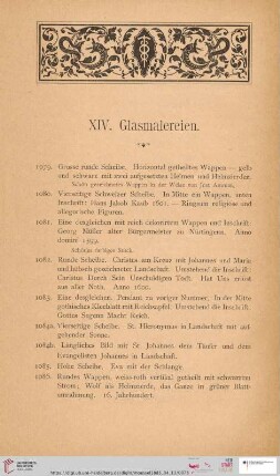 XIV. Glasmalereien (Nr. 1079-1102)