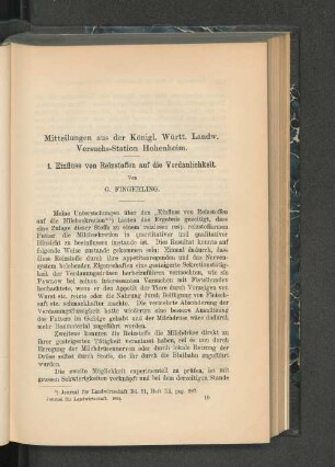 1. Einfluss von Reizstoffen auf die Verdaulichkeit.