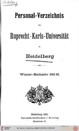 Wintersemester 1911/1912