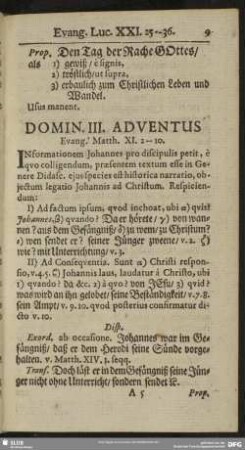 Domin. III. Adventus Evang. Matth. XI. 2-10