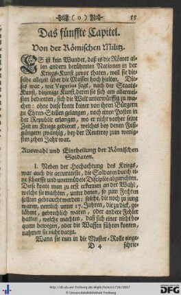 Das fünffte Capitel. Von der Römischen Militz.