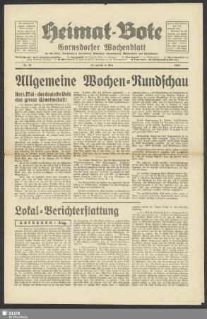 Heimat-Bote : Wochenblatt und Anzeiger für Auerbach, Dorfchemnitz, Gornsdorf, Günsdorf, Hormersdorf, Meinersdorf und Nachbarorte