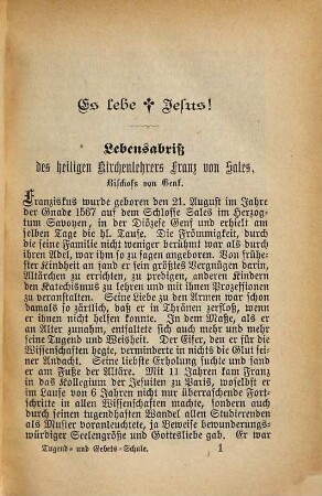 Tugend- und Gebets-Schule des heiligen Franz von Sales : allen Verehrern dieses großen und liebenswürdigen Vorbildes und Lehrers der Frömmigkeit gewidmet