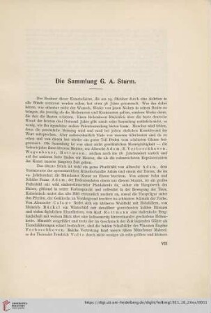 VII-XIV Die Sammlung G. A. Sturm