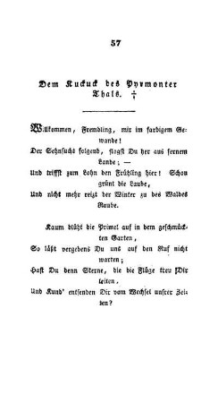Dem Kuckuck des Pyrmonter Thals.