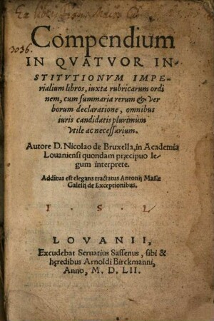 Compendium in quatuor institutionum imperalium libros