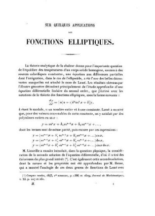 Sur quelques applications des fonctions elliptiques.