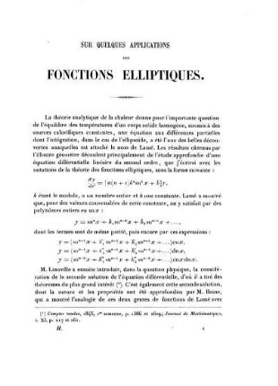 Sur quelques applications des fonctions elliptiques.