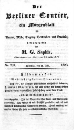 No. 737., Dienstag den 21. Juli 1829