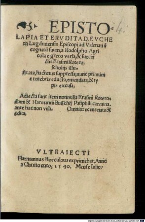 Epistola paraenetica ad Valerianum cognatum suum de contemptu mundi
