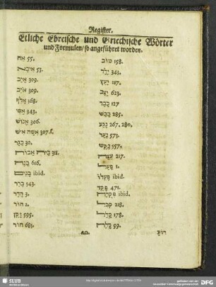Etliche Ebreische und Griechische Wörter und Formulen, so angeführet worden