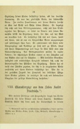 VIII. Charakterzüge aus dem Leben Kaiser Friedrichs