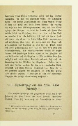 VIII. Charakterzüge aus dem Leben Kaiser Friedrichs