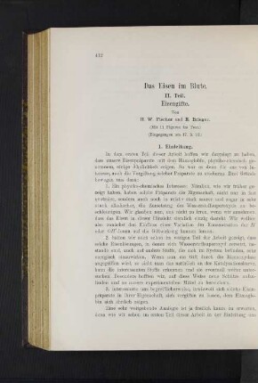 Das Eisen im Blute. II. Teil. Eisengifte