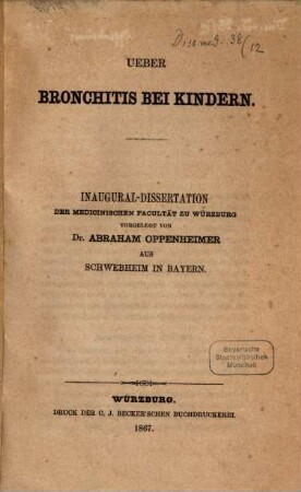 Ueber Bronchitis bei Kindern