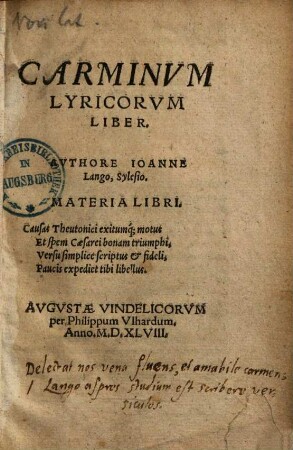 Carminum Lyricorum liber