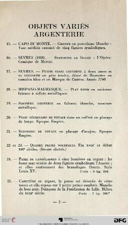 Objets Variés Argenterie (Nr. 15-52)