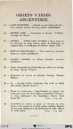 Objets Variés Argenterie (Nr. 15-52)