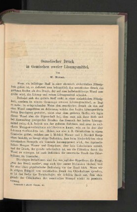 Osmotischer Druck in Gemischen zweier Lösungsmittel.