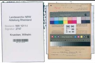 Entnazifizierung Wilhelm Kruecken , geb. 17.08.1903 (Staedtischer Arbeiter)