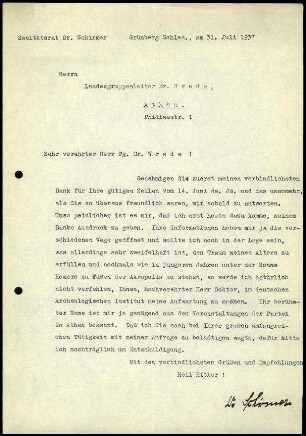 Schirmer an W. Wrede