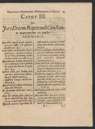 Caput III. De Iure Dotem Repetendi Constante matrimonio ex pacto.